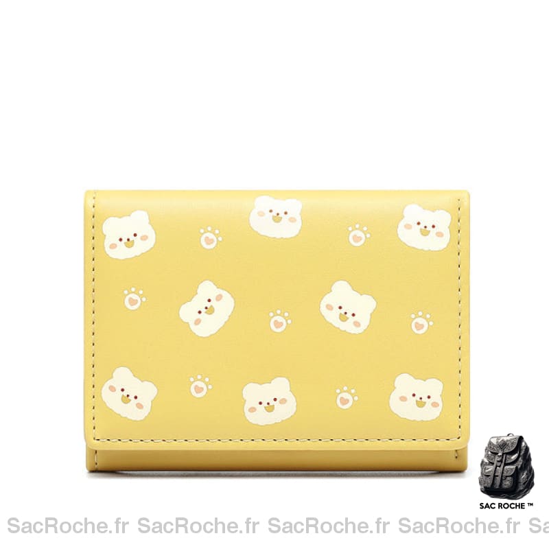 Portefeuille Femme Kawaii Style Petit Jaune Portefeuille Femme