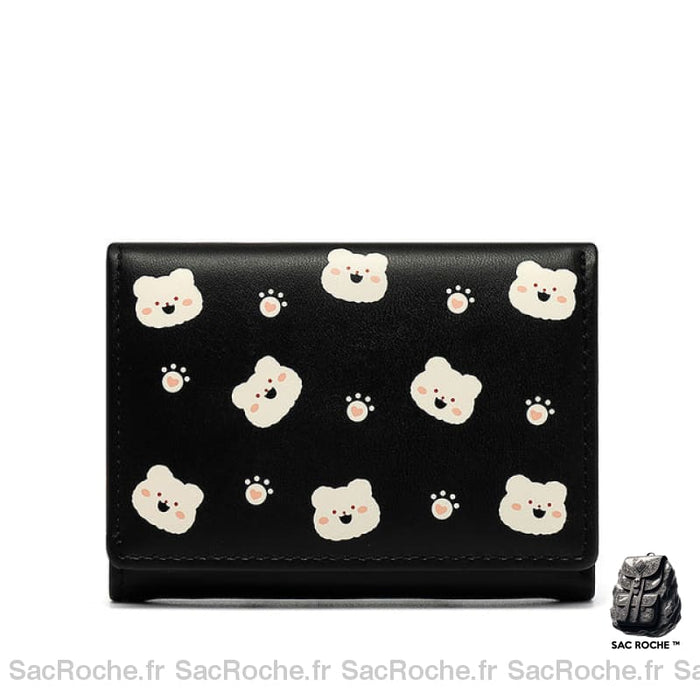 Portefeuille Femme Kawaii Style Petit Noir Portefeuille Femme