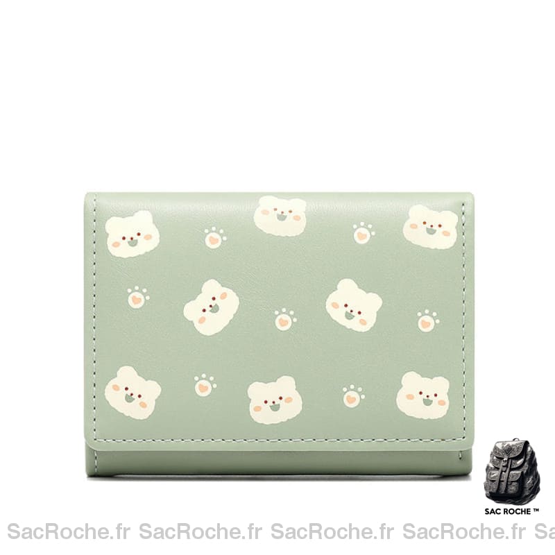 Portefeuille Femme Kawaii Style Petit Vert Portefeuille Femme