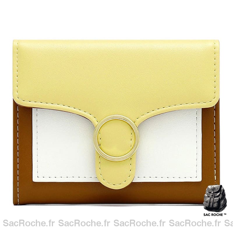 Portefeuille Femme Original Rabat Pressionné Jaune Portefeuille Femme