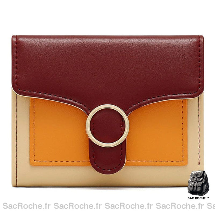 Portefeuille Femme Original Rabat Pressionné Marron Portefeuille Femme