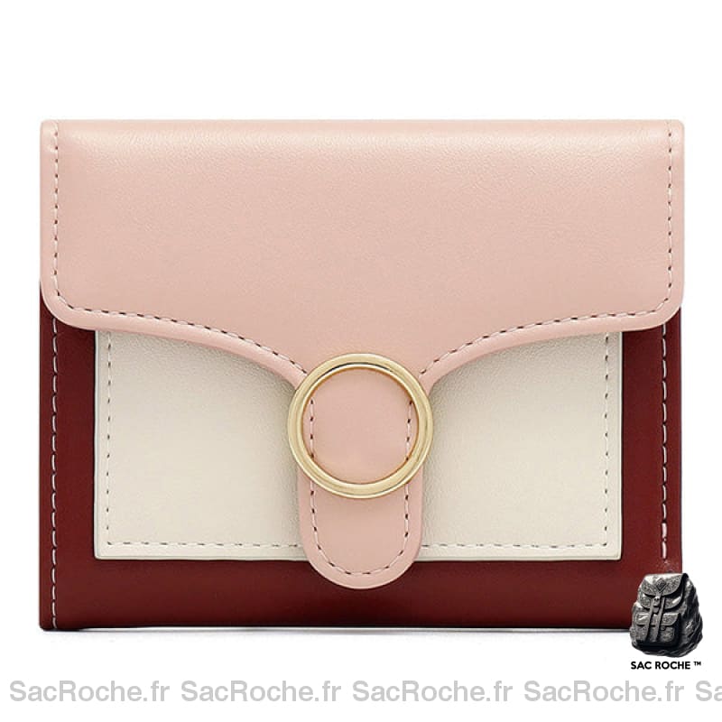 Portefeuille Femme Original Rabat Pressionné Rose Portefeuille Femme