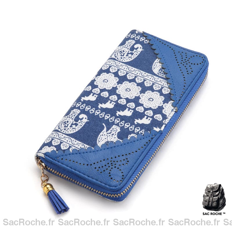 Portefeuille Femme Patchwork Spacieux Bleu Portefeuille Femme