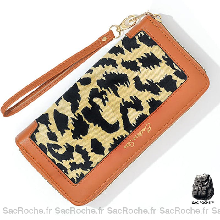 Portefeuille Vintage Imprimé Léopard Portefeuille Femme