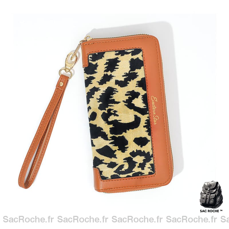 Portefeuille Vintage Imprimé Léopard Marron Portefeuille Femme