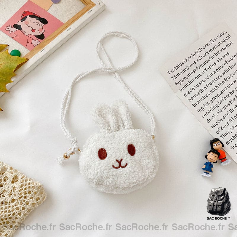 Sac de CP en peluche à bandoulière en forme de petite tête de lapin