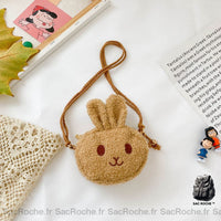 Sac à bandoulière lapin en peluche - modèle Marron - Sac Roche ™