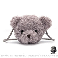 Sac à bandoulière peluche ourson enfants - modèle Gris - Sac Roche ™