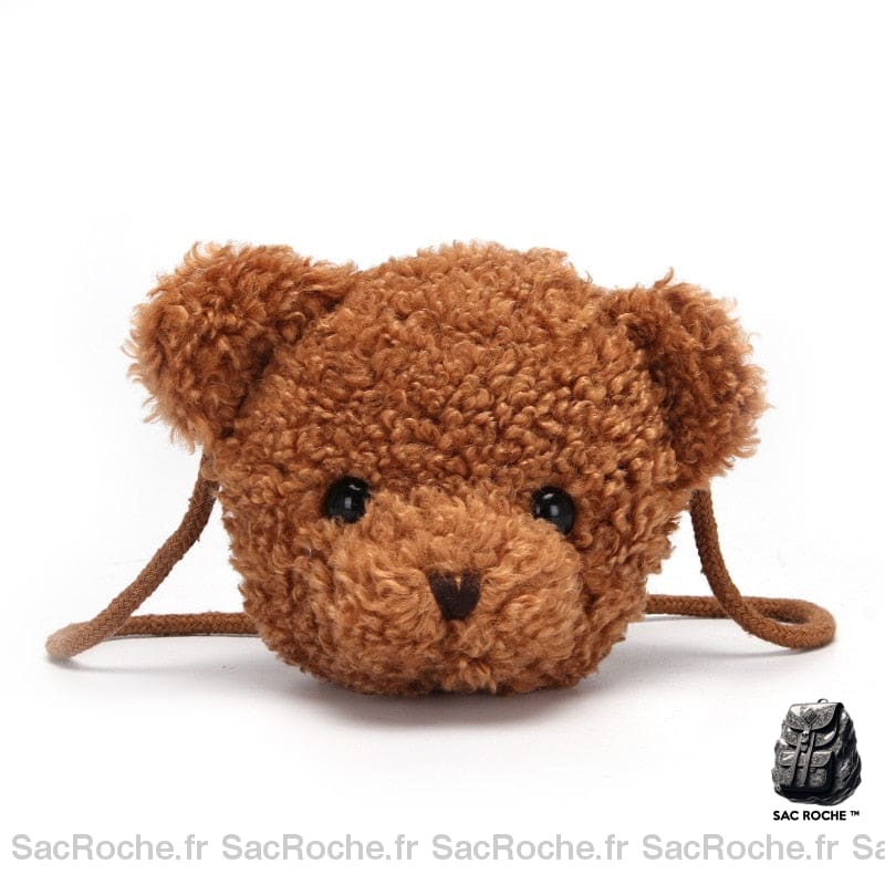 Sac à bandoulière en peluche ourson pour enfants marron