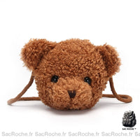 Sac à bandoulière en peluche ourson pour enfants marron