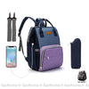 Sac à couche avec port USB et sac isotherme - Violet - Couche Sac à langer