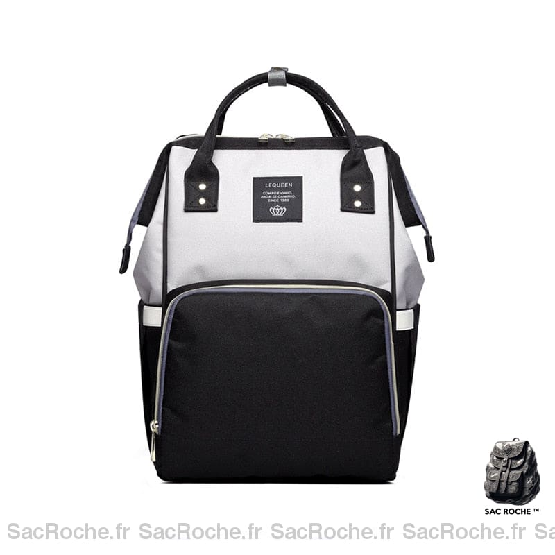 Sac à couche moderne matelassé gris et noir avec un fond blanc