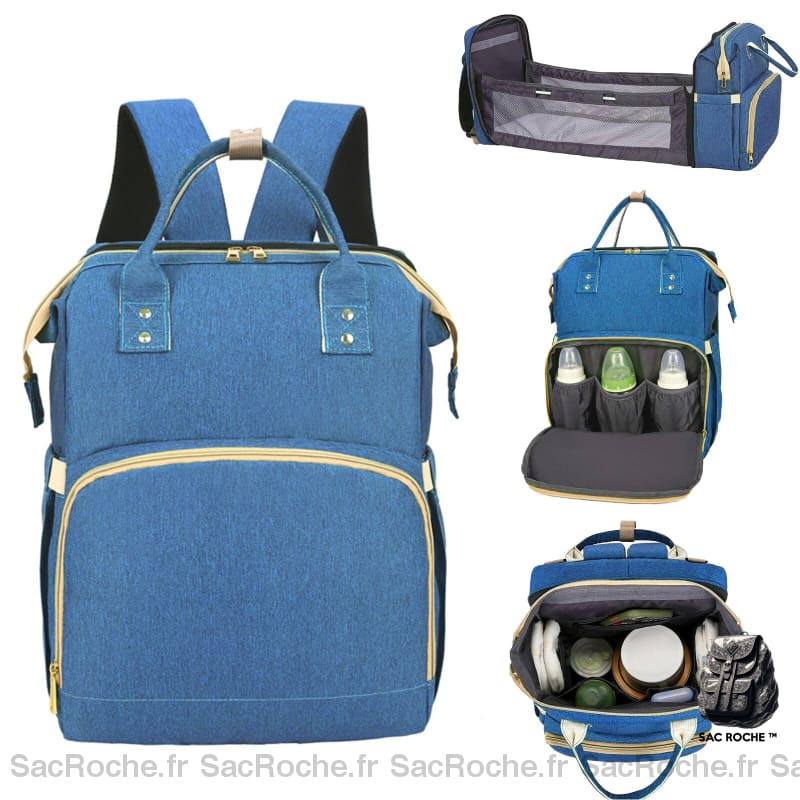 Sac à couches avec lit pliable pour bébé - Bleu - Couche Sac à langer