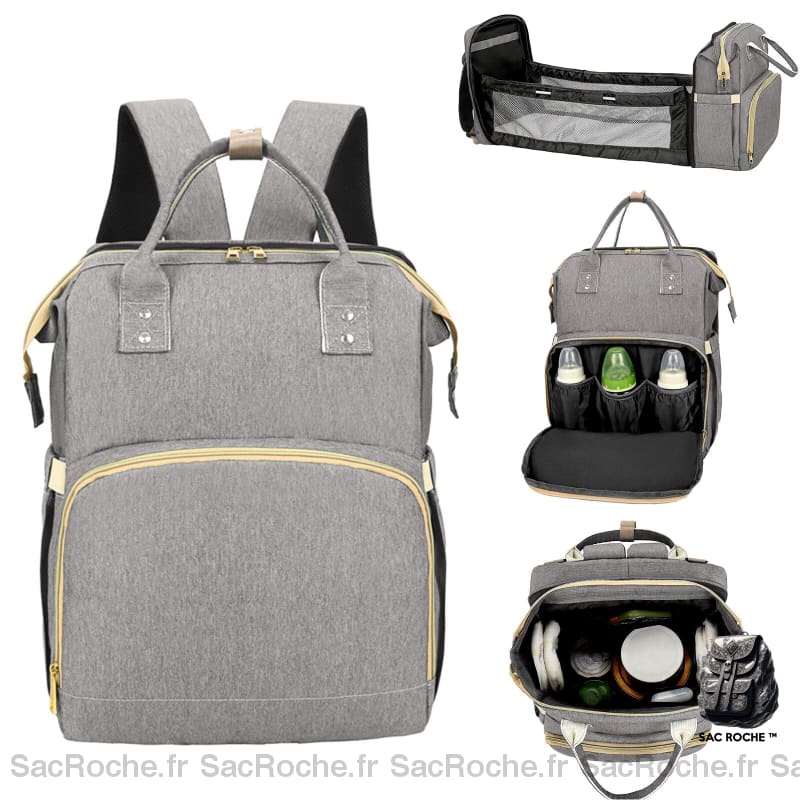 Sac à couches avec lit pliable pour bébé - Gris - Sac à main Les bagages à main