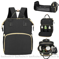 Sac à couches pliable pour bébé - modèle Noir - Sac Roche ™