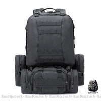 Sac à dos de 50l type militaire gris avec un fond blanc