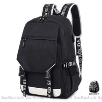 Sac à Dos Adolescent Noir Collège Lycée Spacieux - Sac Roche ™