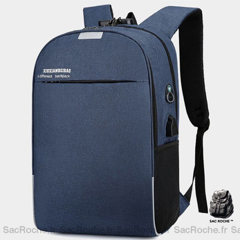 Sac À Dos Antivol Avec Port Usb Bleu Sac A Ordinateur