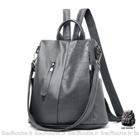 Sac à Dos Antivol Femme Imprimé Croco Grande Capacité - modèle Gris - Sac Roche ™