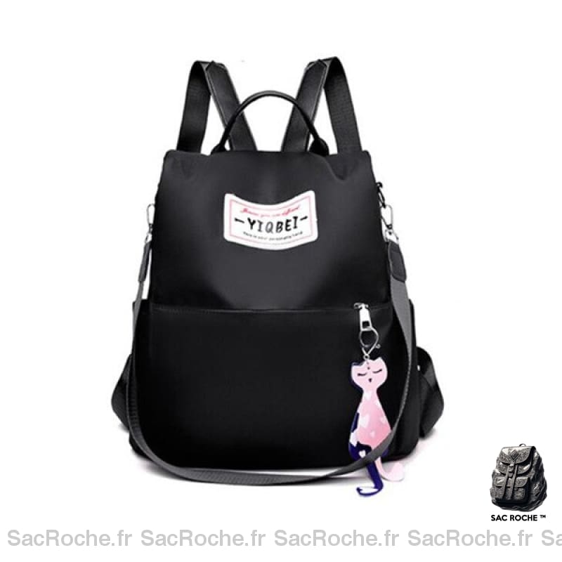 Sac à dos antivol de couleur uni pour femme noir avec un fond blanc