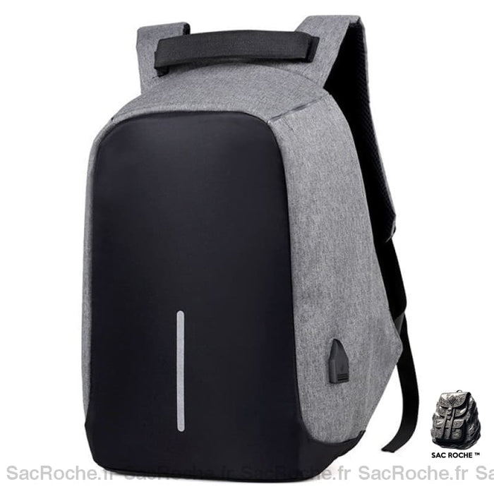 Sac À Dos Antivol - Fermeture Invisible Gris Dos Homme