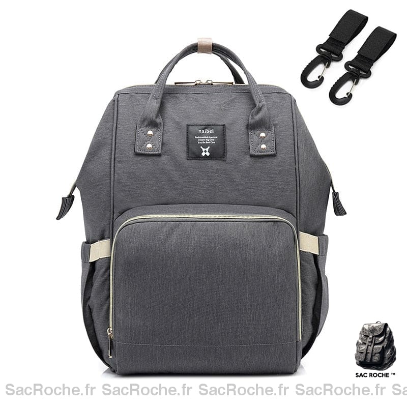 Sac à dos pour bébé avec 3 ranges biberons - Gris - Couche Sac à langer