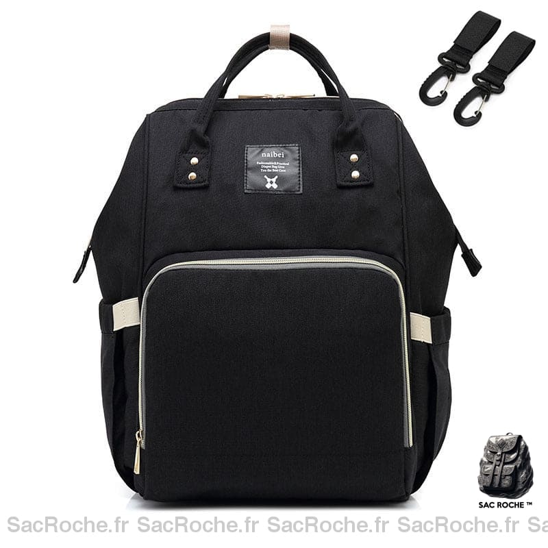 Sac à dos pour bébé avec 3 ranges biberons - Noir - Couche Sac à langer