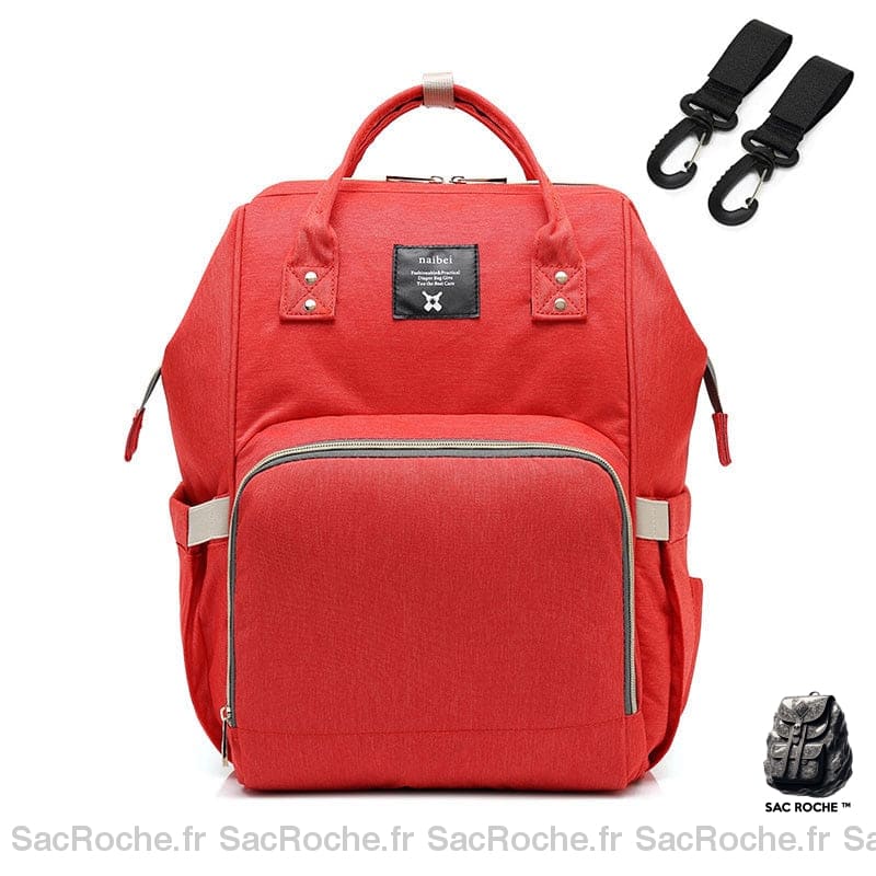 Sac à dos pour bébé avec 3 ranges biberons - Rouge - Couche Sac à langer