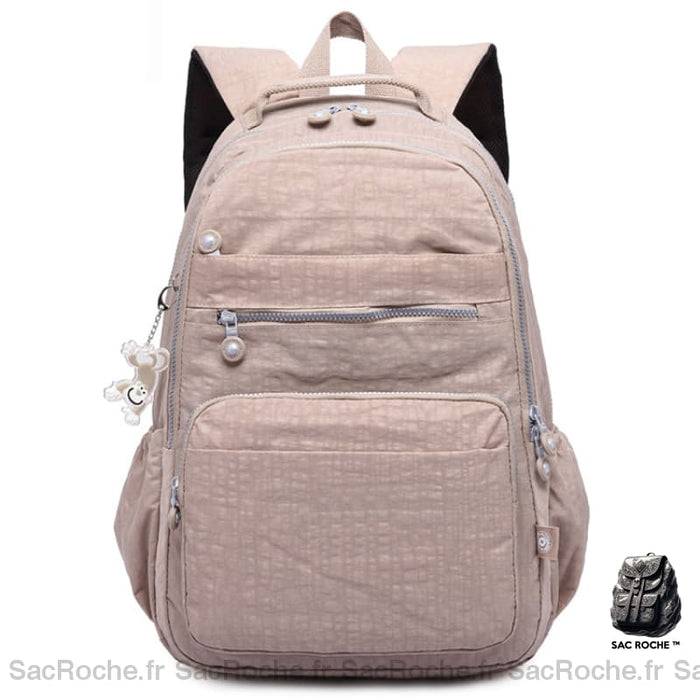 Sac À Dos Beige Femme Multipoche Sacs Dos Scolaire