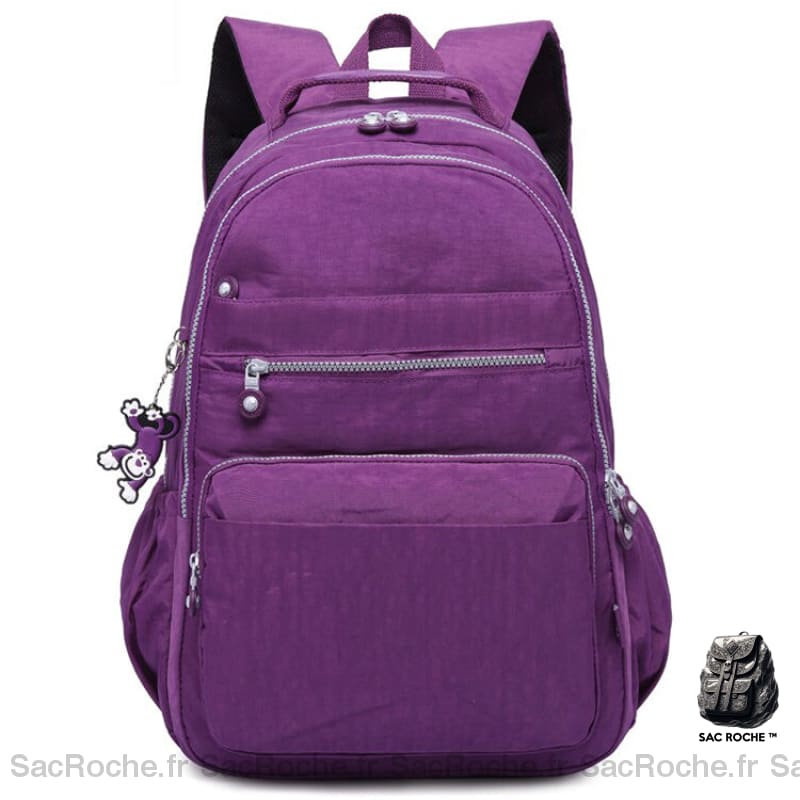 Sac À Dos Beige Femme Multipoche Violet Sacs Dos Scolaire