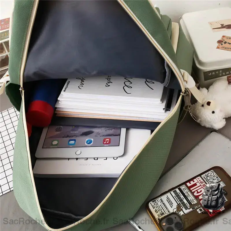 Sac À Dos Bicolore Avec Peluche Ours Petit Dos Femme