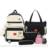 Sac à dos bicolore avec peluche ours - Sac Roche ™