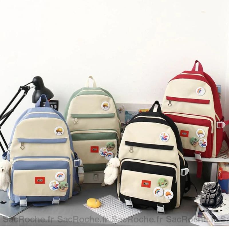 Sac À Dos Bicolore Avec Peluche Ours Petit Dos Femme