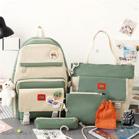 Sac à dos bicolore avec peluche ours - modèle Vert - Sac Roche ™