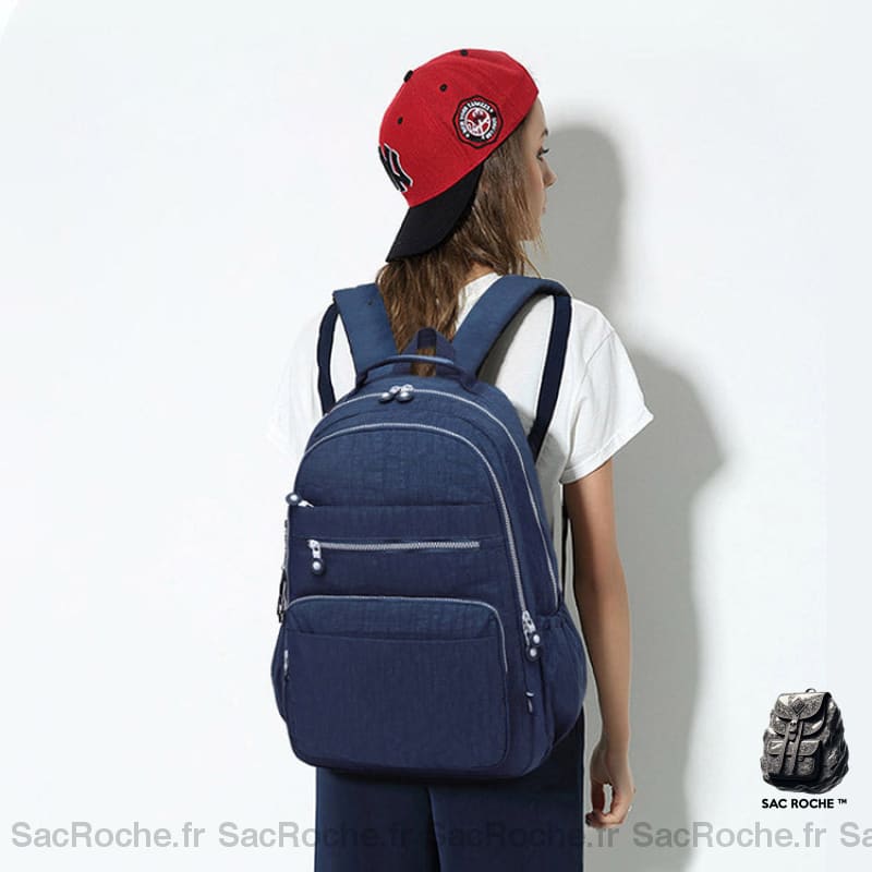 Sac À Dos Bleu Femme - Double Compartiments Multipoche Sacs Dos Scolaire