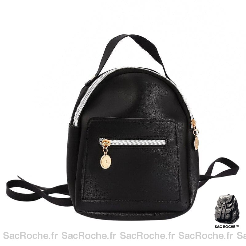 Sac À Dos Bourse Femme Noir 2 Zip Petit