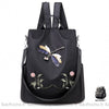 Sac à dos brodé motif fleur et papillon pour femme noir à la mode