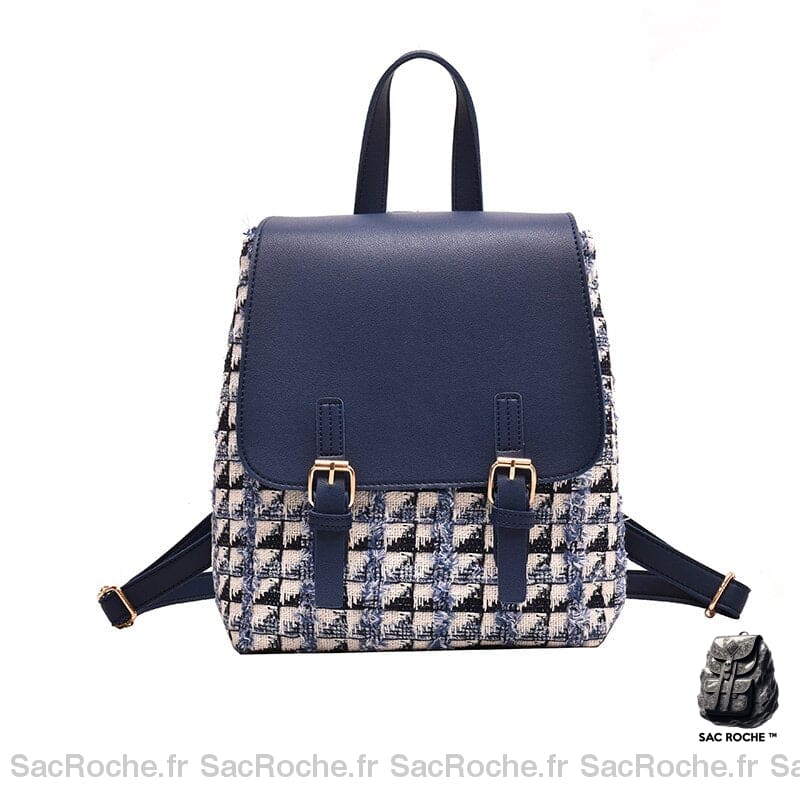 Sac À Dos Carré Urbain Bleu Petit Femme