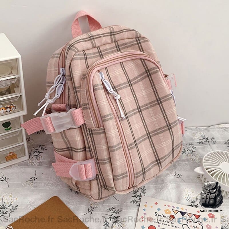 Sac À Dos Carreaux Femme Preppy