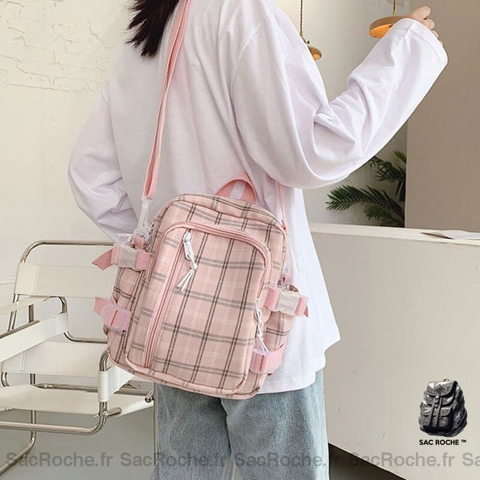 Sac À Dos Carreaux Femme Preppy