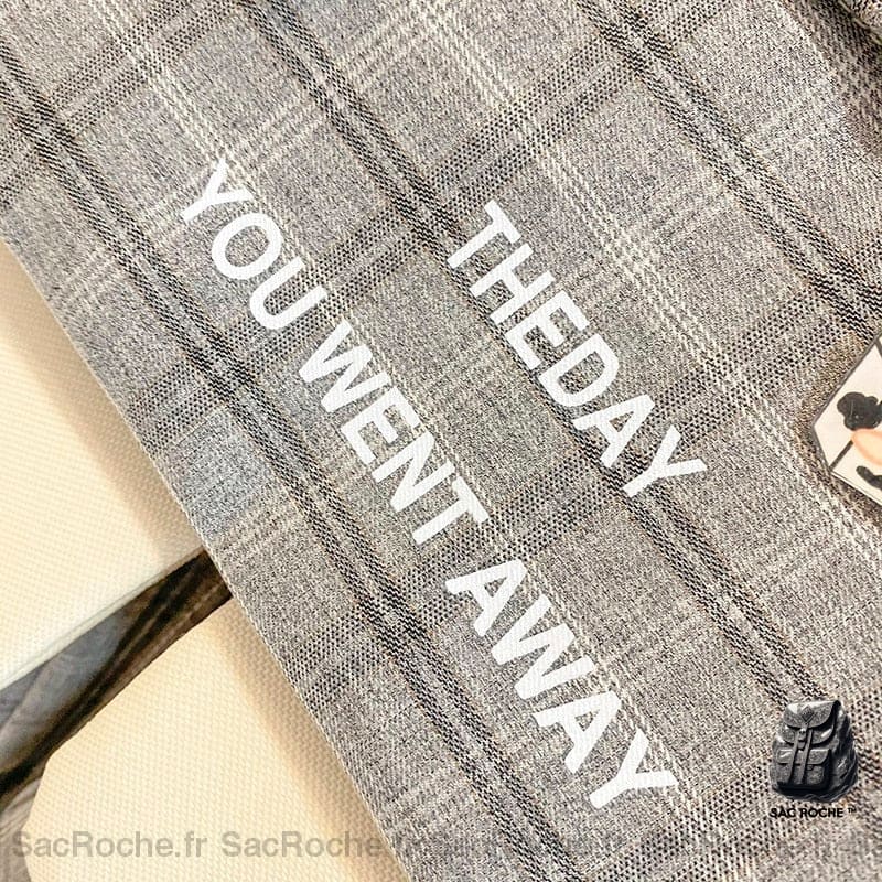 Sac À Dos Carreaux Inscription 5Pcs Femme