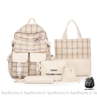 Sac à dos carreaux inscription 5pcs - modèle Jaune - Sac Roche ™