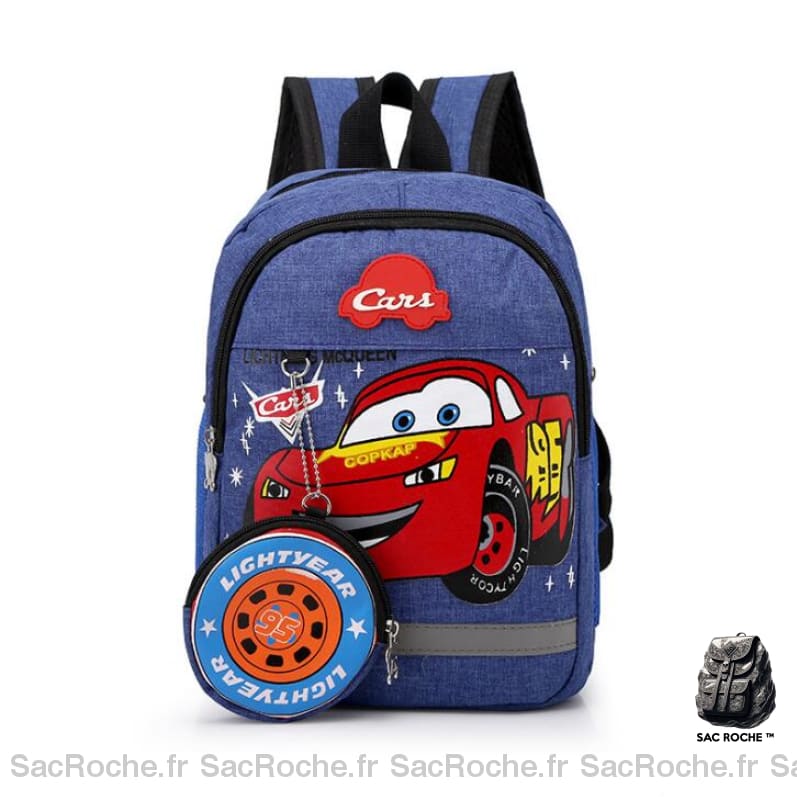 Sac à dos Cars effet jean avec un fond blanc