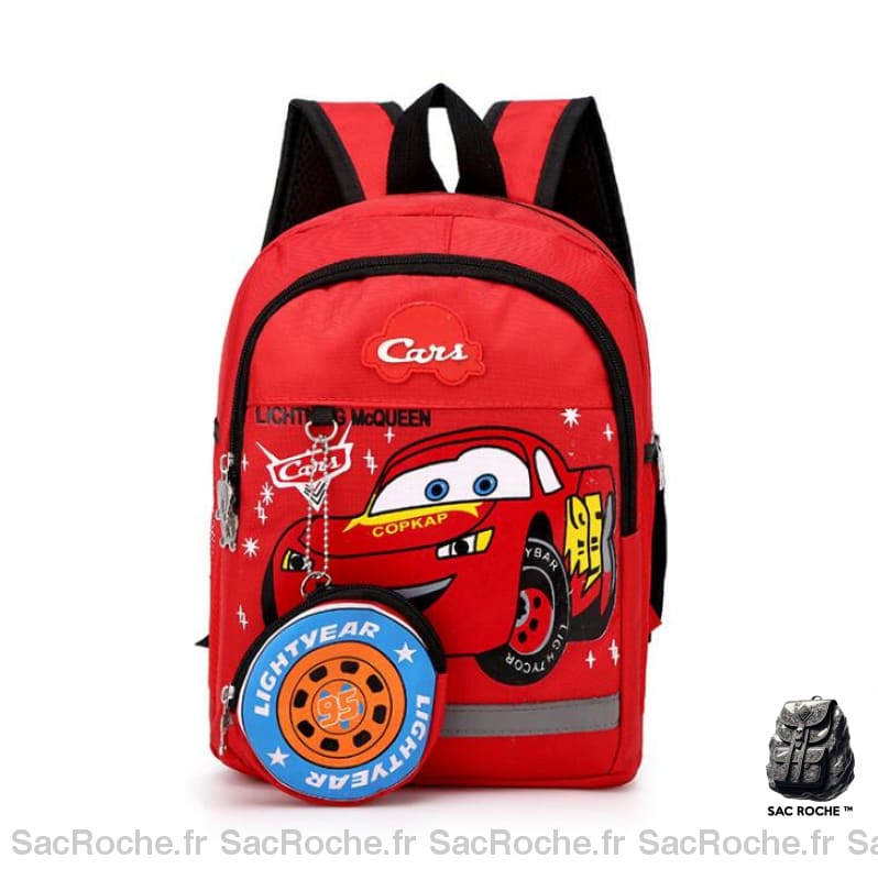 Sac à dos Cars effet jean rouge avec un fond blanc