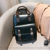 Sac à dos cartable femme vintage - modèle Noir - Sac Roche ™