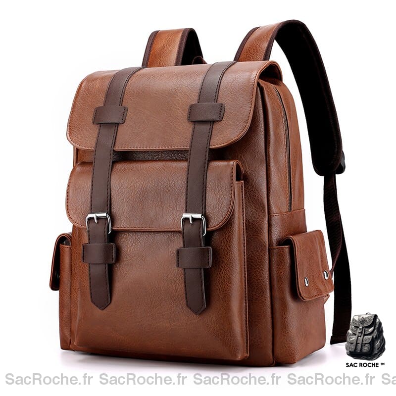 Sac À Dos Cartable Homme En Cuir Marron Clair Sac Dos Homme