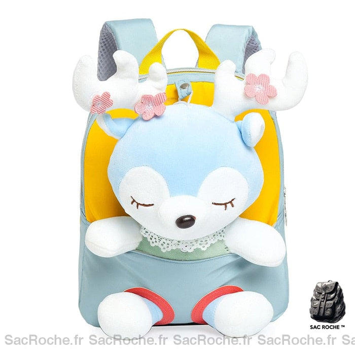 Sac à dos avec petit cerf mignon pour petites filles bleue et jaune