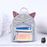 Sac à dos chat école paillettes - modèle Gris - Sac Roche ™