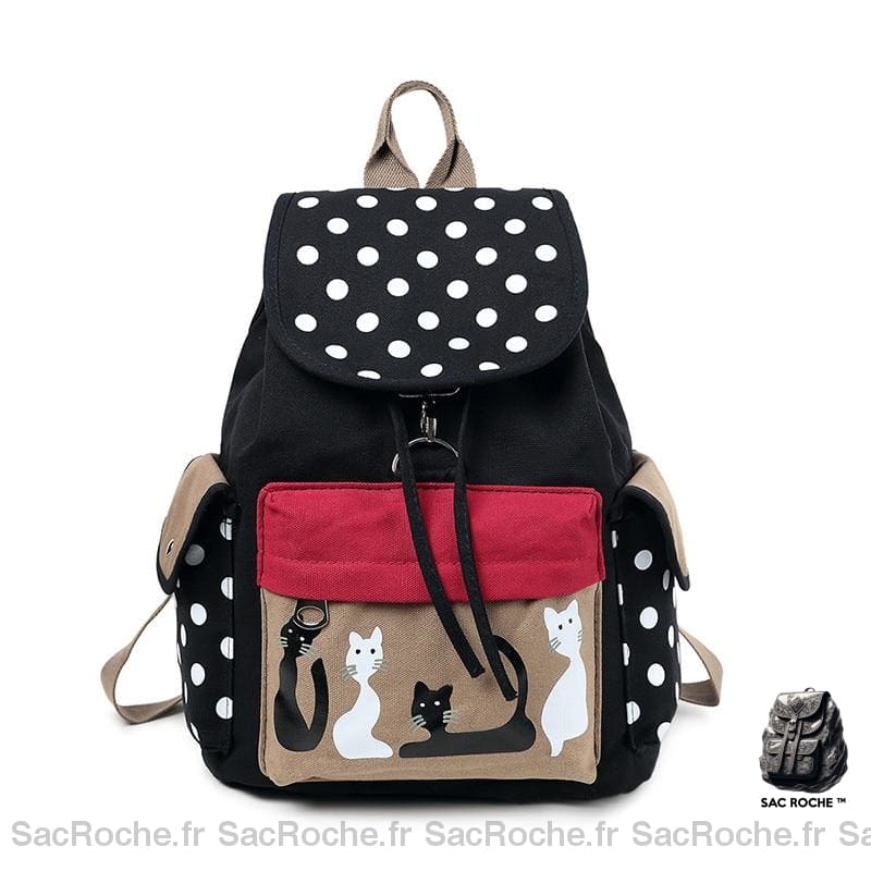 Sac à dos dessin de chat mignon - Noir - Sac à main Sac à dos scolaire