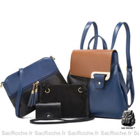 Sac à Dos Chic Femme 4 Pcs - Besace et Pochettes - modèle Bleu - Sac Roche ™